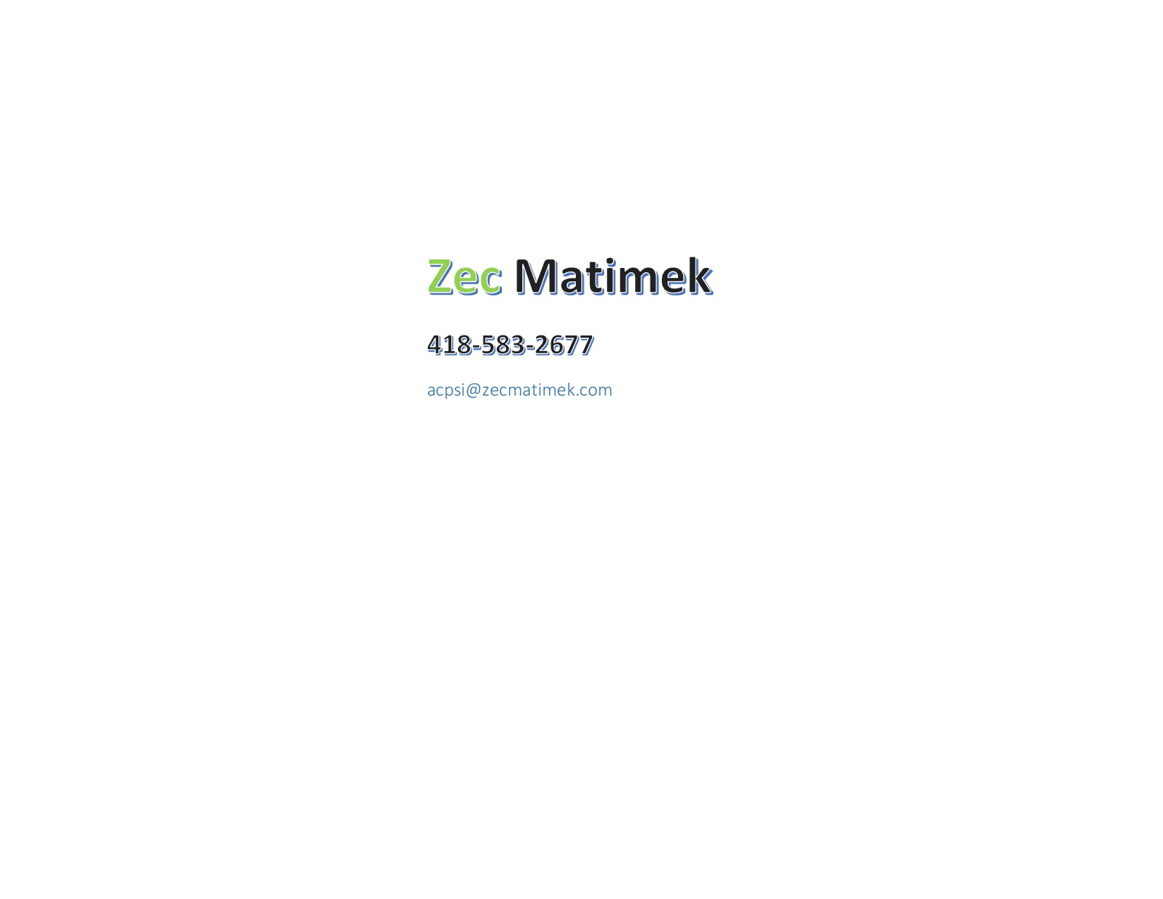 Photo de couverture - Zec Matimek